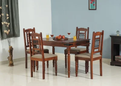 madurai sheesham wood 4 seater dining table set with 4 chair for dining room 406729
